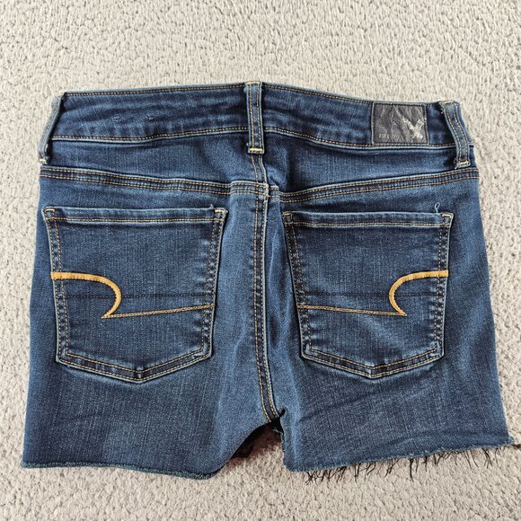 American‎ Eagle Shorts Womens 6 Denim Super Stretch Jegging Cut Off Distressed - Picture 15 of 15